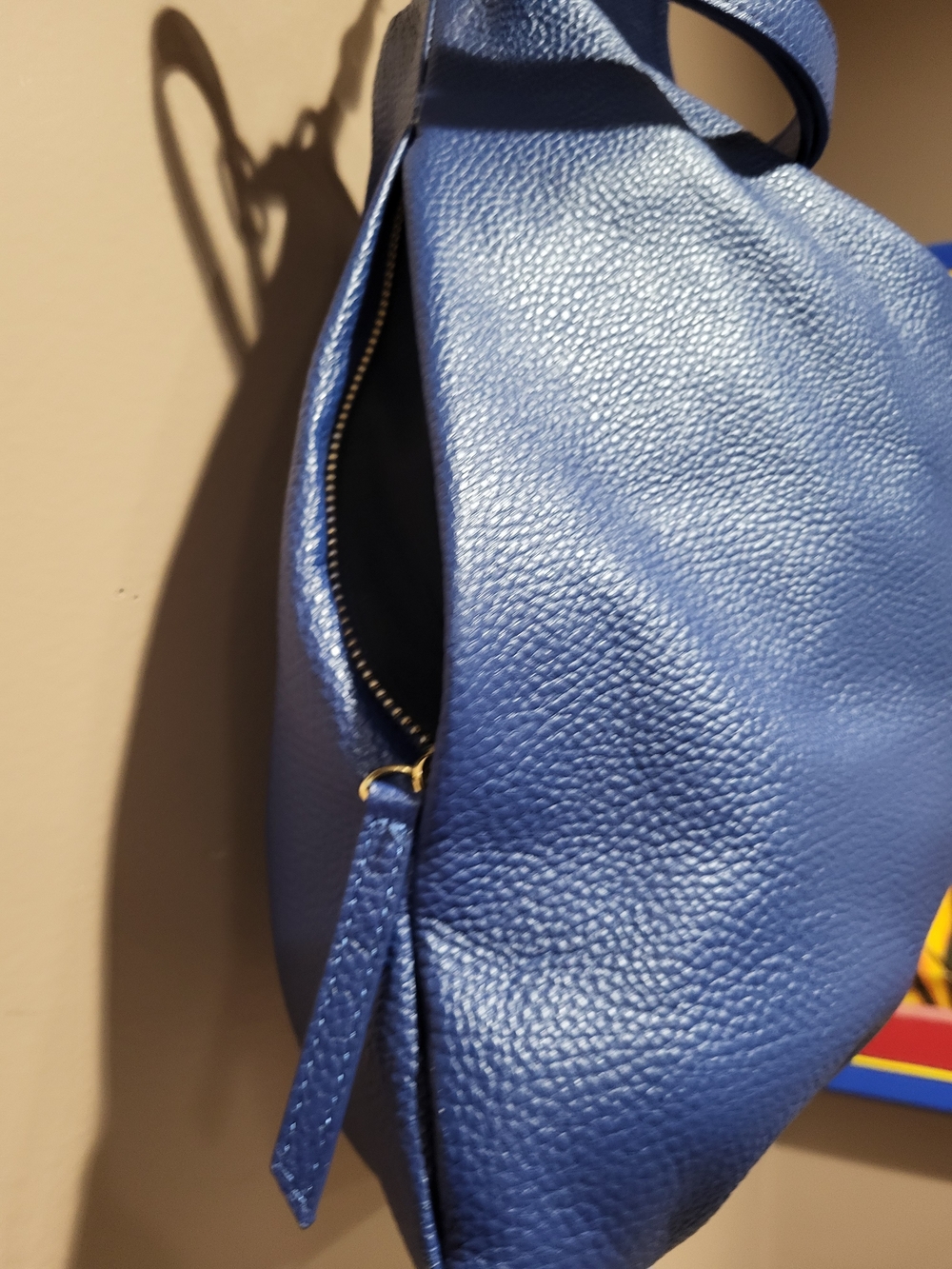 LAGGO Cobalt Blue Pebbled Leather Joyce Shoulder Bag - Picture 9 of 10